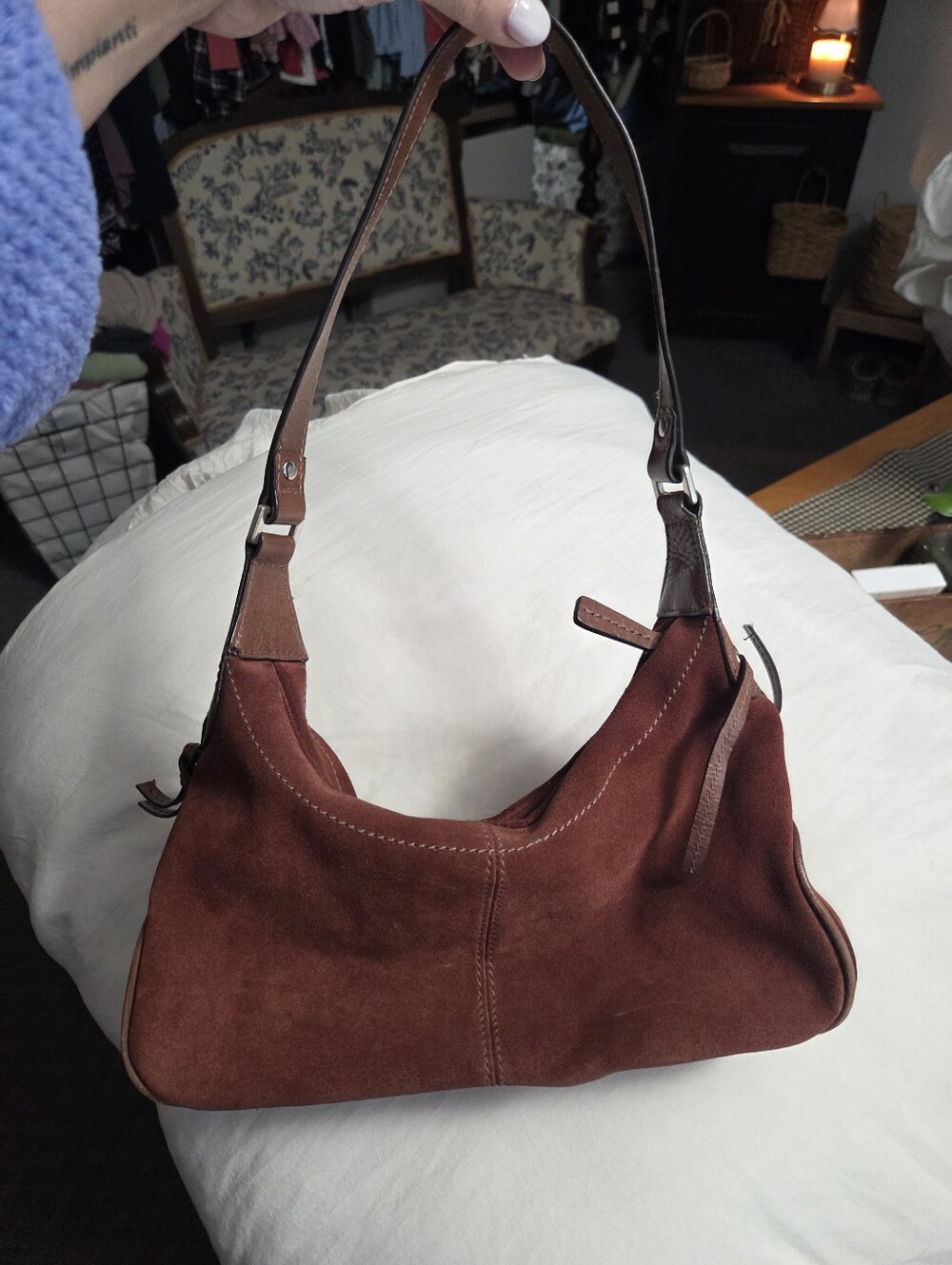 Fossil Rust Brown Suede Shoulder Bag